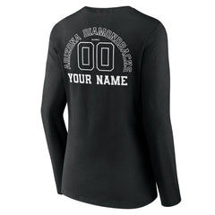 Arizona Diamondbacks Women's Monochrome Personalized Name & Number Long Sleeve V-Neck T-Shirt - Black T-shirts