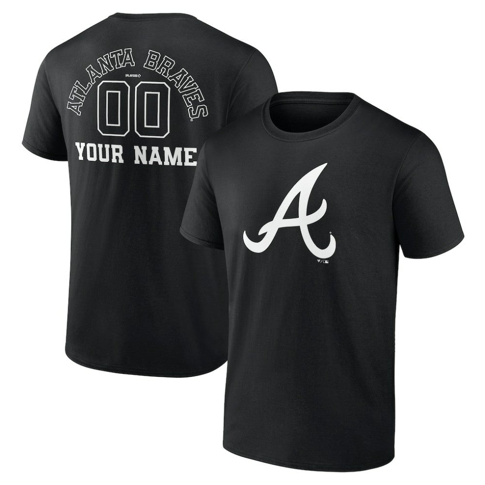 Atlanta Braves Monochrome Personalized Name & Number T-Shirt - Black T-shirts