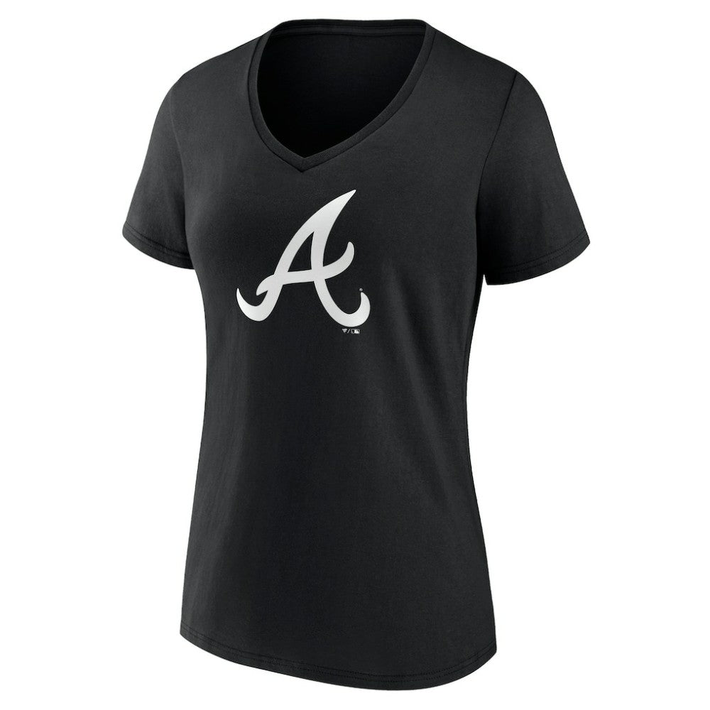 Atlanta Braves Women's Monochrome Personalized Name & Number V-Neck T-Shirt - Black T-shirts