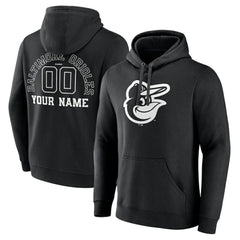 Baltimore Orioles Monochrome Personalized Name & Number Pullover Hoodie - Black Hoodies