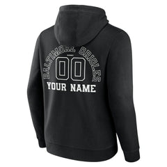 Baltimore Orioles Monochrome Personalized Name & Number Pullover Hoodie - Black Hoodies