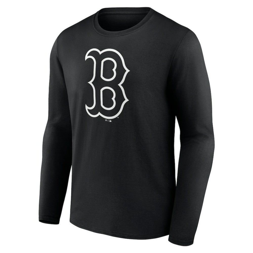 Boston Red Sox Monochrome Personalized Name & Number Long Sleeve T-Shirt - Black T-shirts