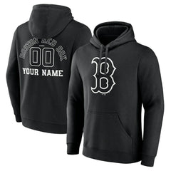 Boston Red Sox Monochrome Personalized Name & Number Pullover Hoodie - Black Hoodies