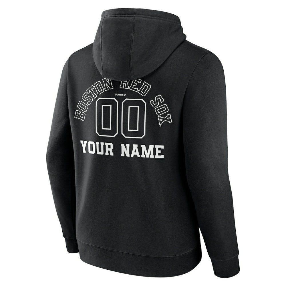 Boston Red Sox Monochrome Personalized Name & Number Pullover Hoodie - Black Hoodies