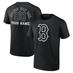 Boston Red Sox Monochrome Personalized Name & Number T-Shirt - Black T-shirts