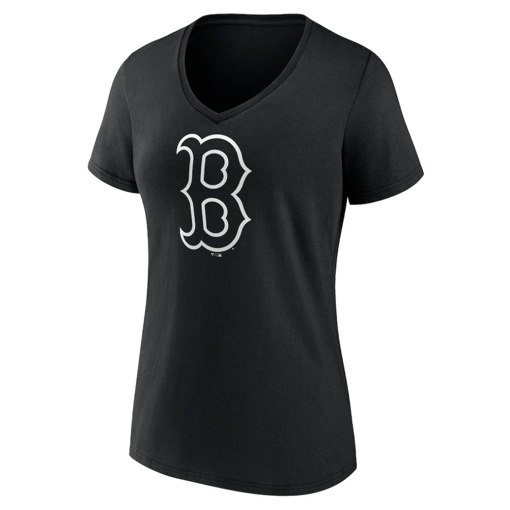 Boston Red Sox Women's Monochrome Personalized Name & Number V-Neck T-Shirt - Black T-shirts