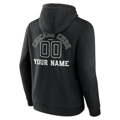 Chicago Cubs Monochrome Personalized Name & Number Pullover Hoodie - Black Hoodies