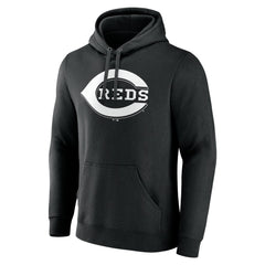 Cincinnati Reds Monochrome Personalized Name & Number Pullover Hoodie - Black Hoodies