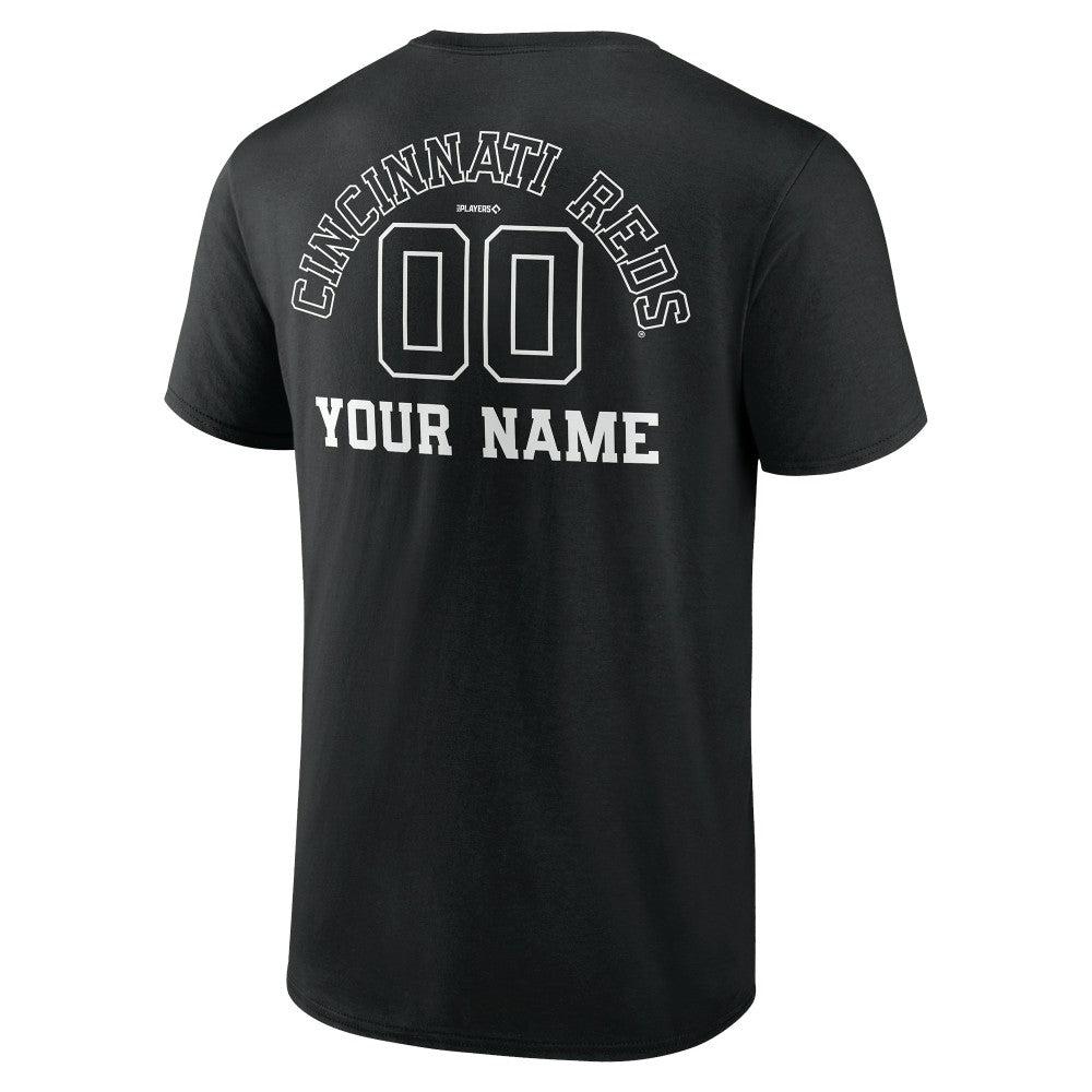 Cincinnati Reds Monochrome Personalized Name & Number T-Shirt - Black T-shirts