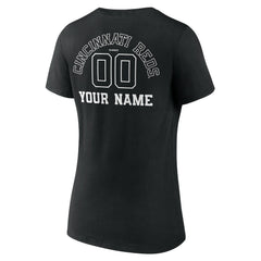 Cincinnati Reds Women's Monochrome Personalized Name & Number V-Neck T-Shirt - Black T-shirts
