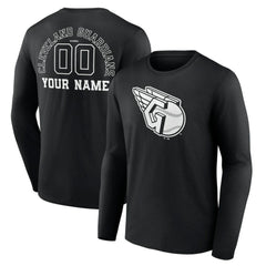 Cleveland Guardians Monochrome Personalized Name & Number Long Sleeve T-Shirt - Black T-shirts