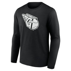 Cleveland Guardians Monochrome Personalized Name & Number Long Sleeve T-Shirt - Black T-shirts