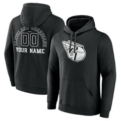Cleveland Guardians Monochrome Personalized Name & Number Pullover Hoodie - Black Hoodies
