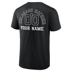 Colorado Rockies Monochrome Personalized Name & Number T-Shirt - Black T-shirts