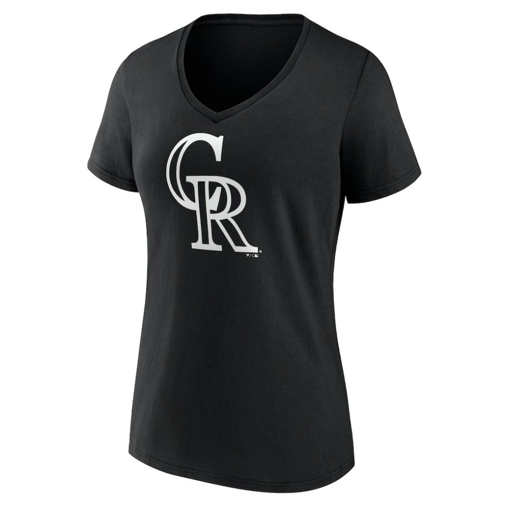 Colorado Rockies Women's Monochrome Personalized Name & Number V-Neck T-Shirt - Black T-shirts