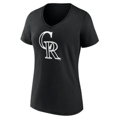 Colorado Rockies Women's Monochrome Personalized Name & Number V-Neck T-Shirt - Black T-shirts