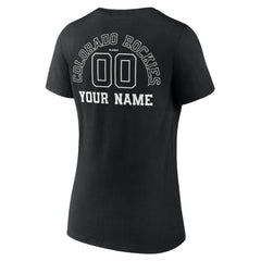 Colorado Rockies Women's Monochrome Personalized Name & Number V-Neck T-Shirt - Black T-shirts