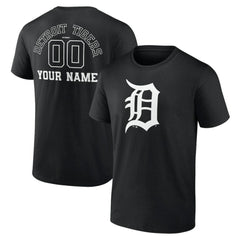 Detroit Tigers Monochrome Personalized Name & Number T-Shirt - Black T-shirts