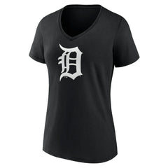 Detroit Tigers Women's Monochrome Personalized Name & Number V-Neck T-Shirt - Black T-shirts