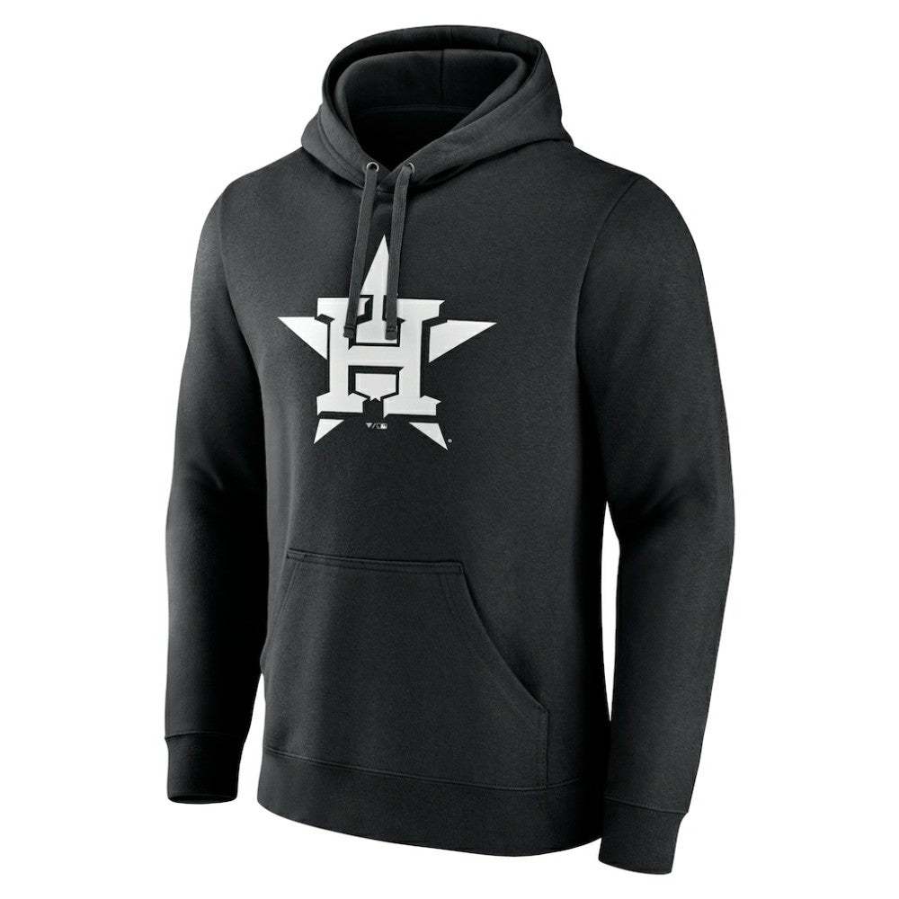 Houston Astros Monochrome Personalized Name & Number Pullover Hoodie - Black Hoodies