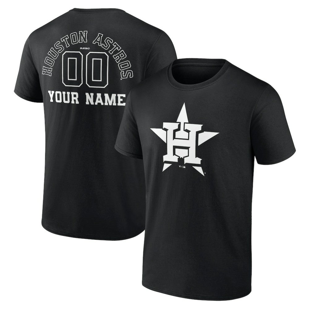 Houston Astros Monochrome Personalized Name & Number T-Shirt - Black T-shirts