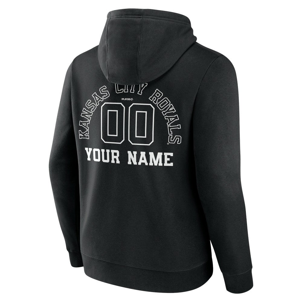 Kansas City Royals Monochrome Personalized Name & Number Pullover Hoodie - Black Hoodies