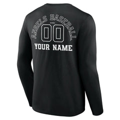 Los Angeles Angels Monochrome Personalized Name & Number Long Sleeve T-Shirt - Black T-shirts