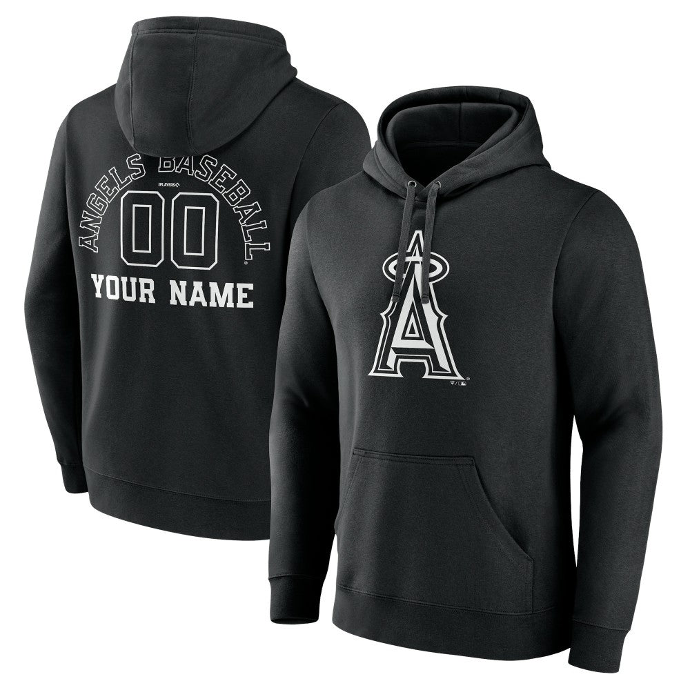 Los Angeles Angels Monochrome Personalized Name & Number Pullover Hoodie - Black Hoodies