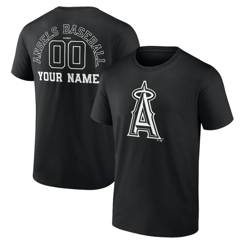 Los Angeles Angels Monochrome Personalized Name & Number T-Shirt - Black T-shirts