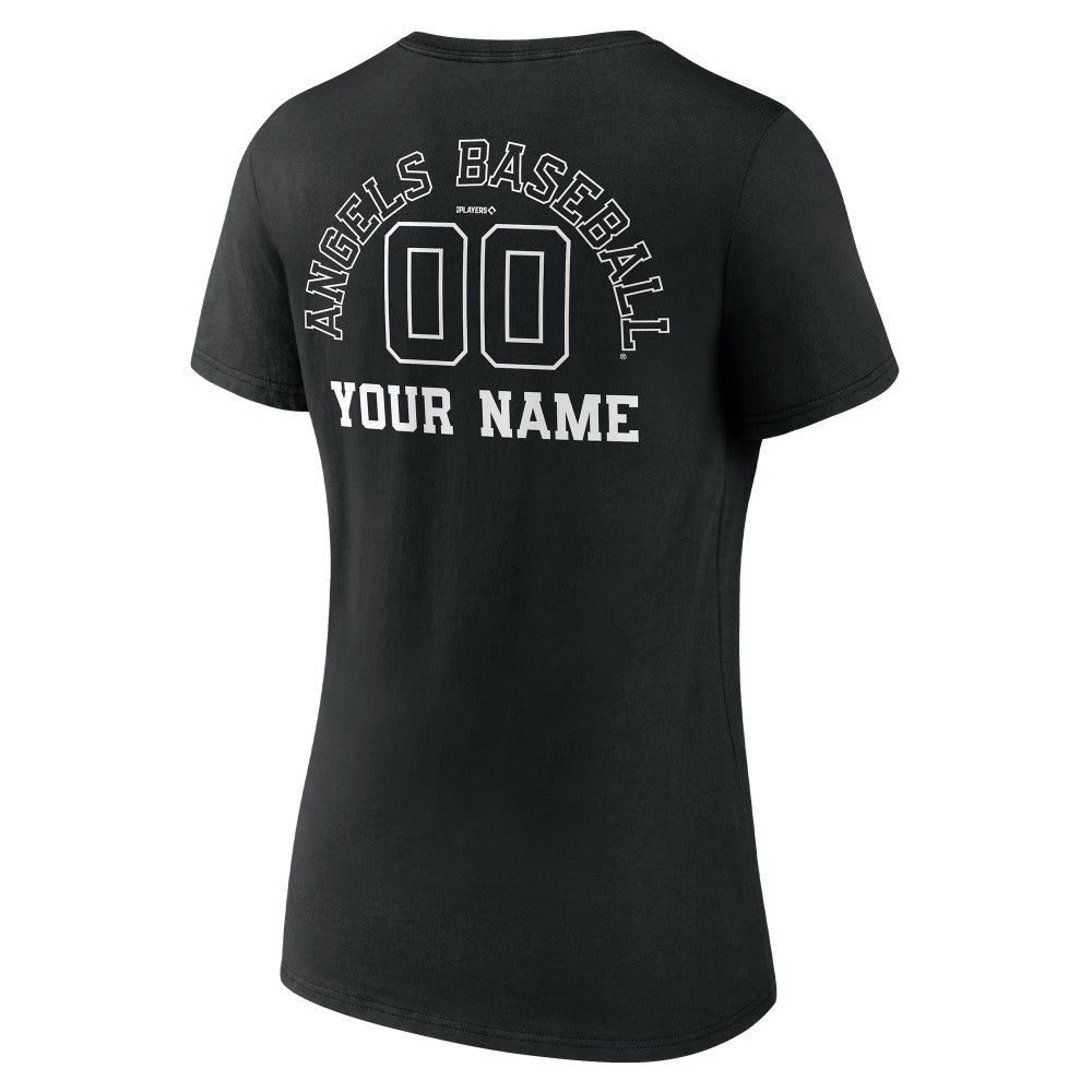 Los Angeles Angels Women's Monochrome Personalized Name & Number V-Neck T-Shirt - Black T-shirts