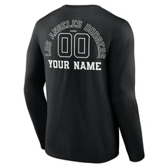 Los Angeles Dodgers Monochrome Personalized Name & Number Long Sleeve T-Shirt - Black T-shirts