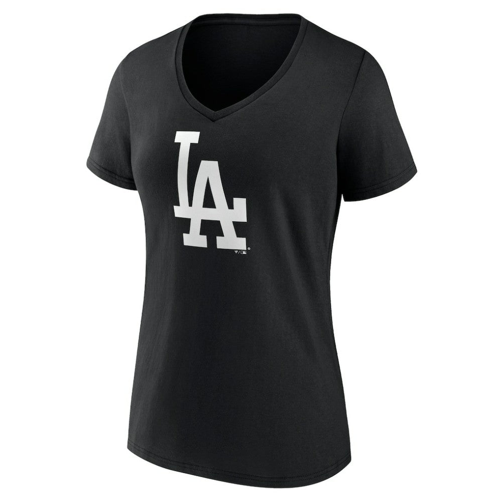 Los Angeles Dodgers Women's Monochrome Personalized Name & Number V-Neck T-Shirt - Black T-shirts