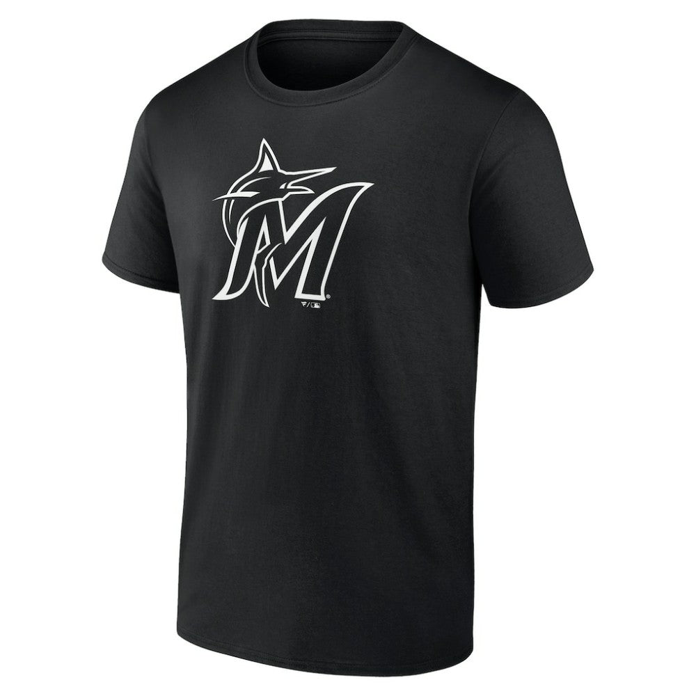 Miami Marlins Monochrome Personalized Name & Number T-Shirt - Black T-shirts