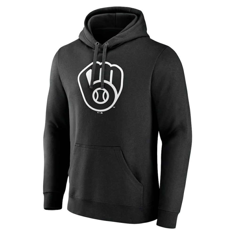 Milwaukee Brewers Monochrome Personalized Name & Number Pullover Hoodie - Black Hoodies