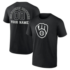 Milwaukee Brewers Monochrome Personalized Name & Number T-Shirt - Black T-shirts