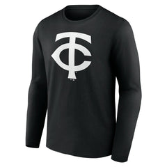Minnesota Twins Monochrome Personalized Name & Number Long Sleeve T-Shirt - Black T-shirts