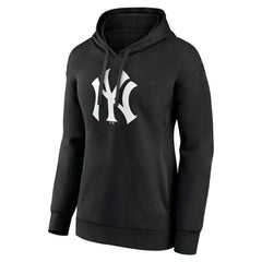 New York Yankees Women's Monochrome Personalized Name & Number Pullover Hoodie - Black Hoodies