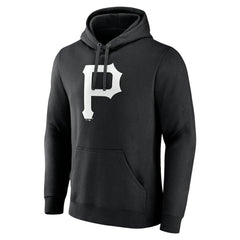 Pittsburgh Pirates Monochrome Personalized Name & Number Pullover Hoodie - Black Hoodies