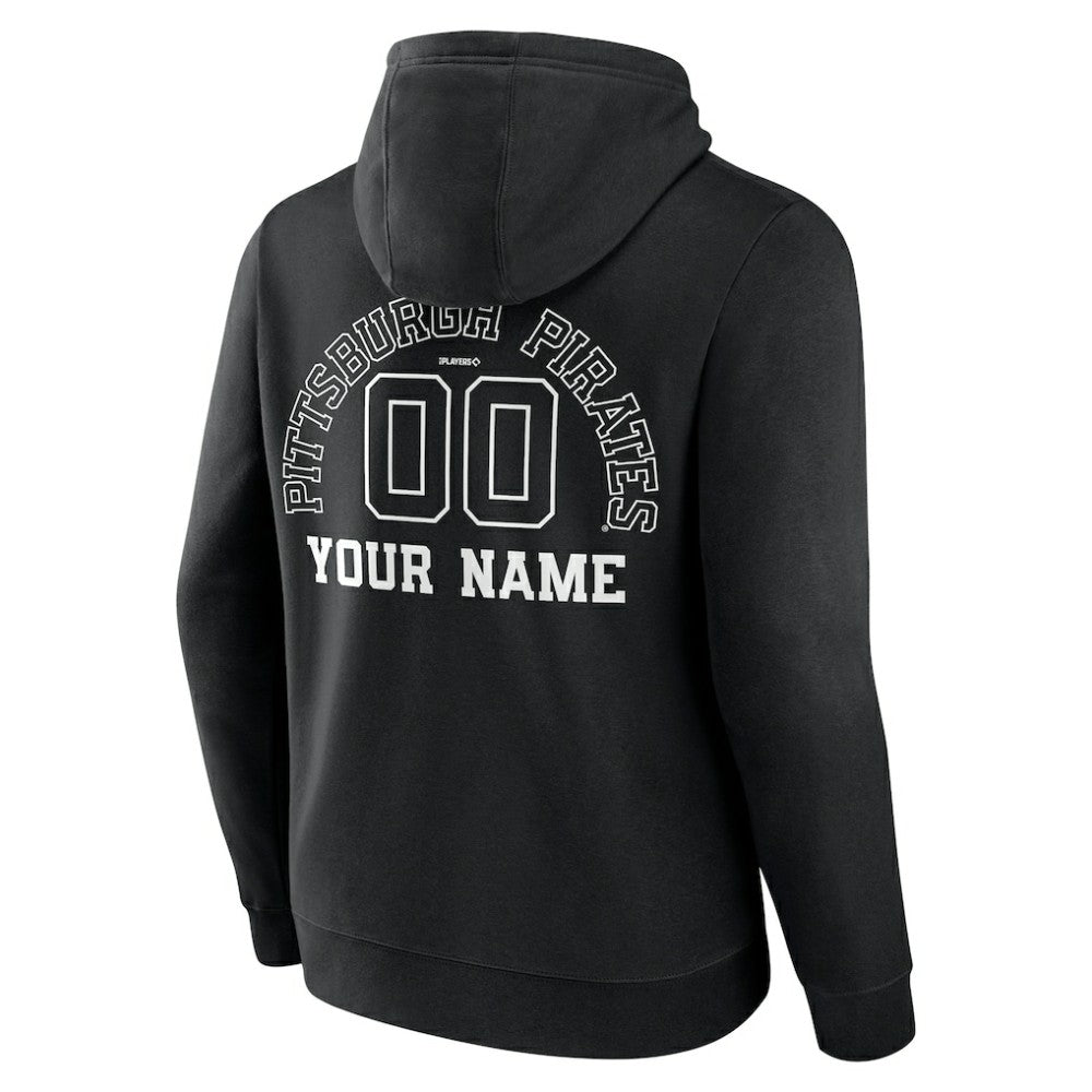 Pittsburgh Pirates Monochrome Personalized Name & Number Pullover Hoodie - Black Hoodies