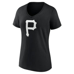 Pittsburgh Pirates Women's Monochrome Personalized Name & Number V-Neck T-Shirt - Black T-shirts