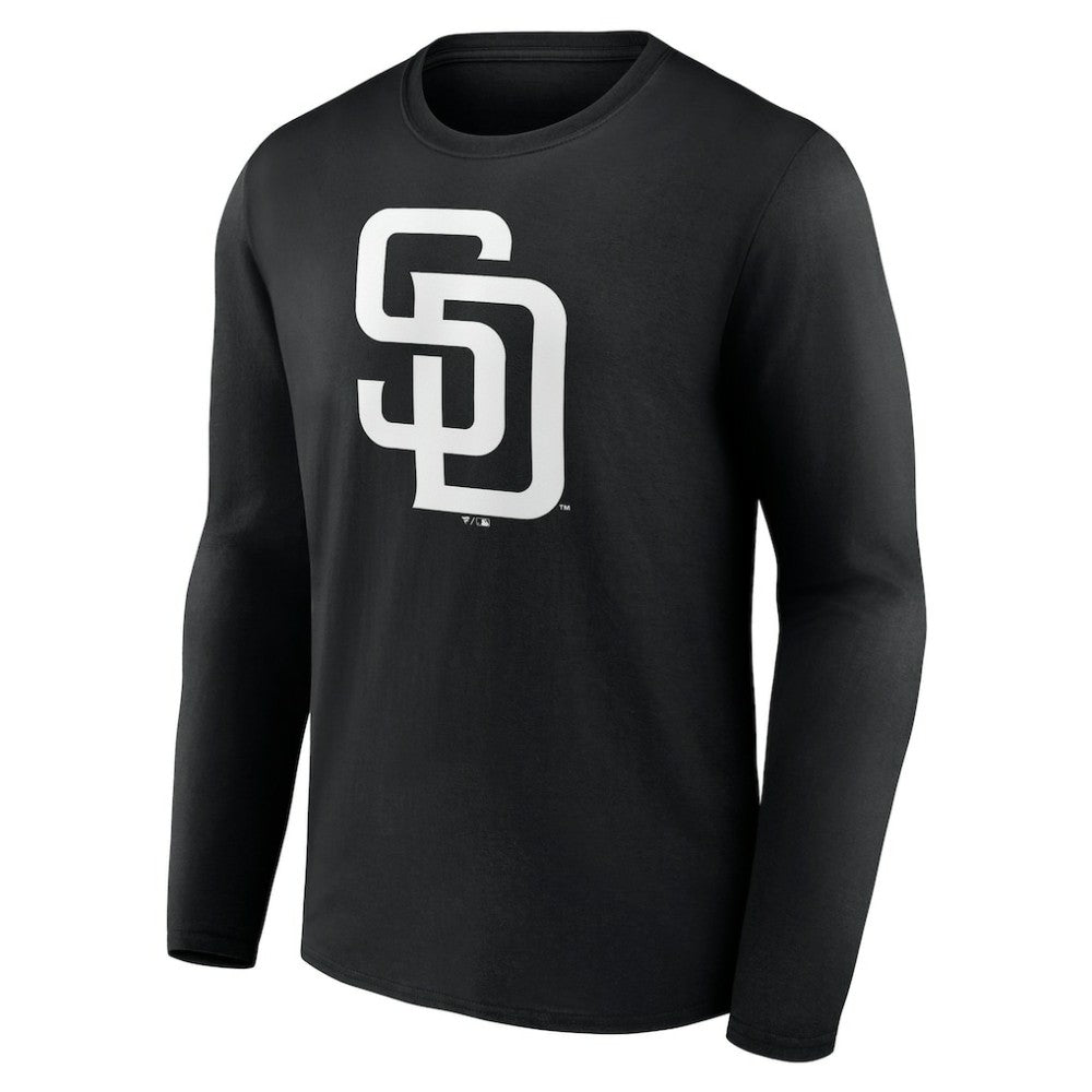 San Diego Padres Monochrome Personalized Name & Number Long Sleeve T-Shirt - Black T-shirts
