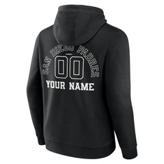 San Diego Padres Monochrome Personalized Name & Number Pullover Hoodie - Black Hoodies