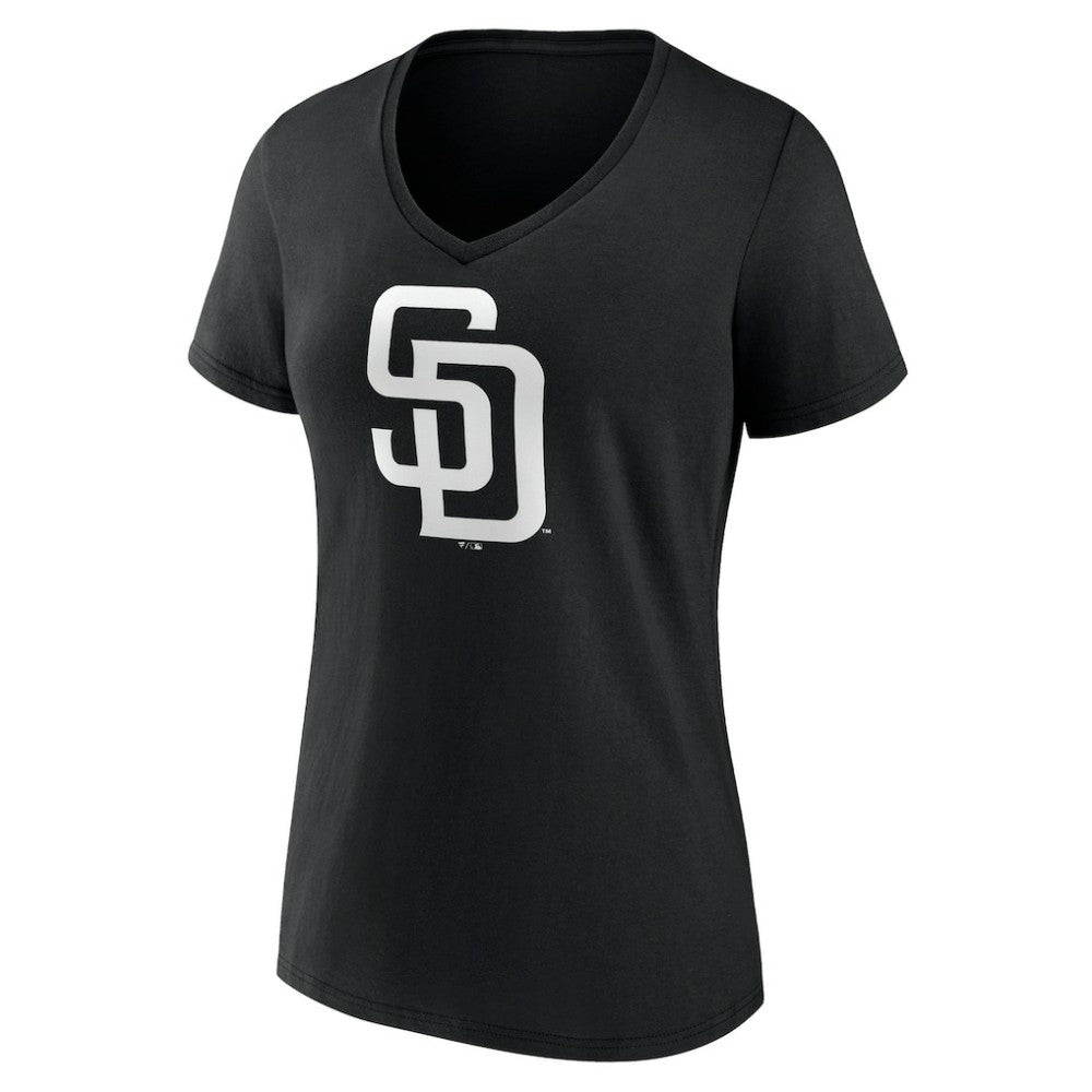 San Diego Padres Women's Monochrome Personalized Name & Number V-Neck T-Shirt - Black T-shirts