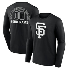 San Francisco Giants Monochrome Personalized Name & Number Long Sleeve T-Shirt - Black T-shirts