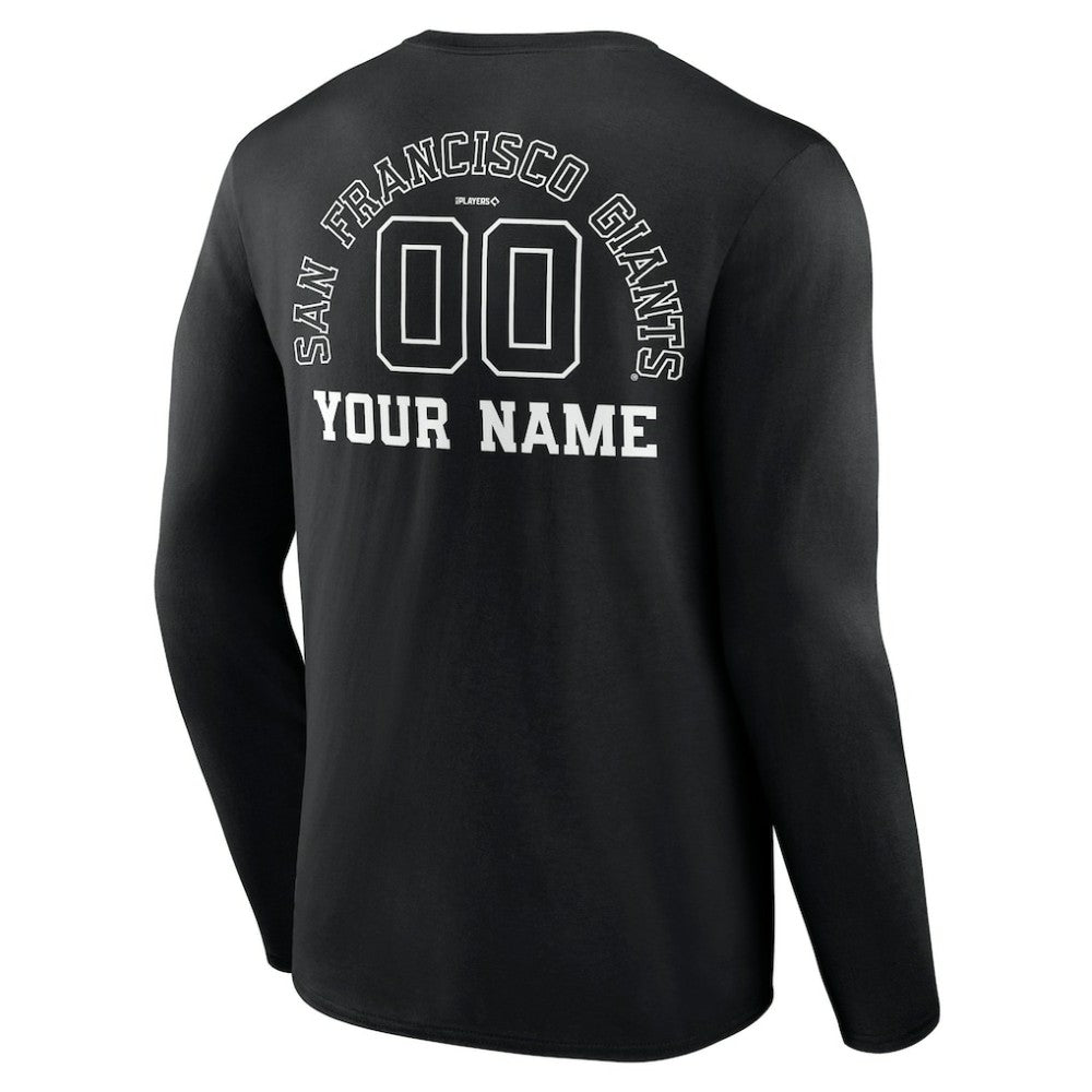 San Francisco Giants Monochrome Personalized Name & Number Long Sleeve T-Shirt - Black T-shirts