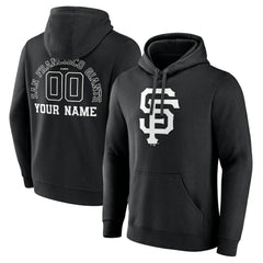 San Francisco Giants Monochrome Personalized Name & Number Pullover Hoodie - Black Hoodies