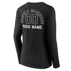 Seattle Mariners Women's Monochrome Personalized Name & Number Long Sleeve V-Neck T-Shirt - Black T-shirts