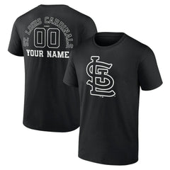 St. Louis Cardinals Monochrome Personalized Name & Number T-Shirt - Black T-shirts