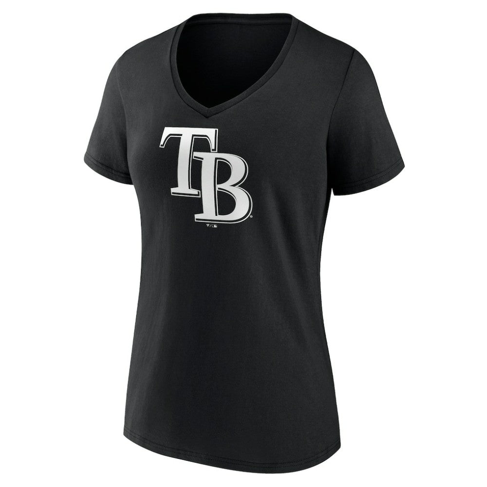 Tampa Bay Rays Women's Monochrome Personalized Name & Number V-Neck T-Shirt - Black T-shirts