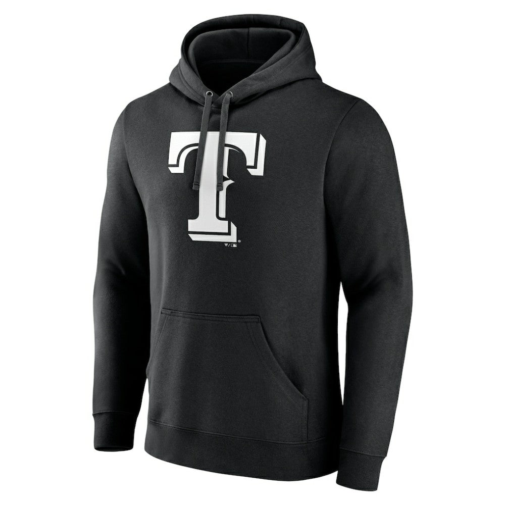 Texas Rangers Monochrome Personalized Name & Number Pullover Hoodie - Black Hoodies